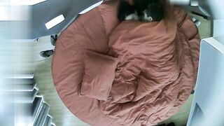 【麻花免费视频】情趣酒店红色大圆床上帝视角偷拍晚上加完班和女同事开房貌似套子不合适都掉到逼里了